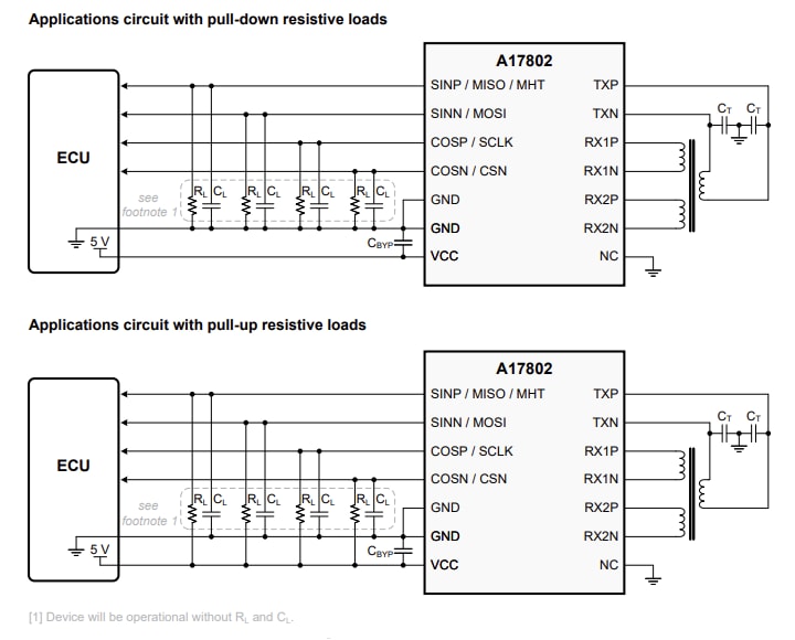 Application Circuit Diagram - Allegro MicroSystems A17802 Advanced Inductive Position Sensor IC